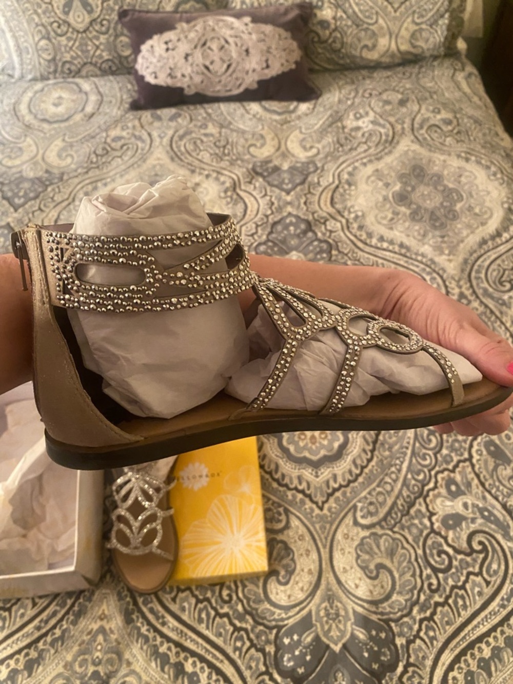 Embellished Silver Women's Gladiator Sandals - Picture 12 of 13